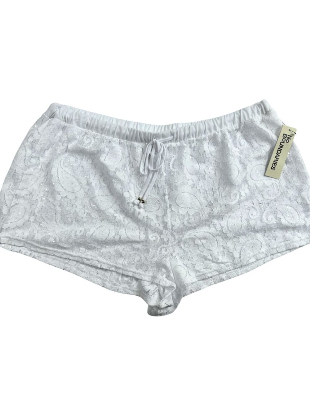 No‎ Boundaries Woman's XXL (20) White Lace Swim Cover-Up Shorts NWT